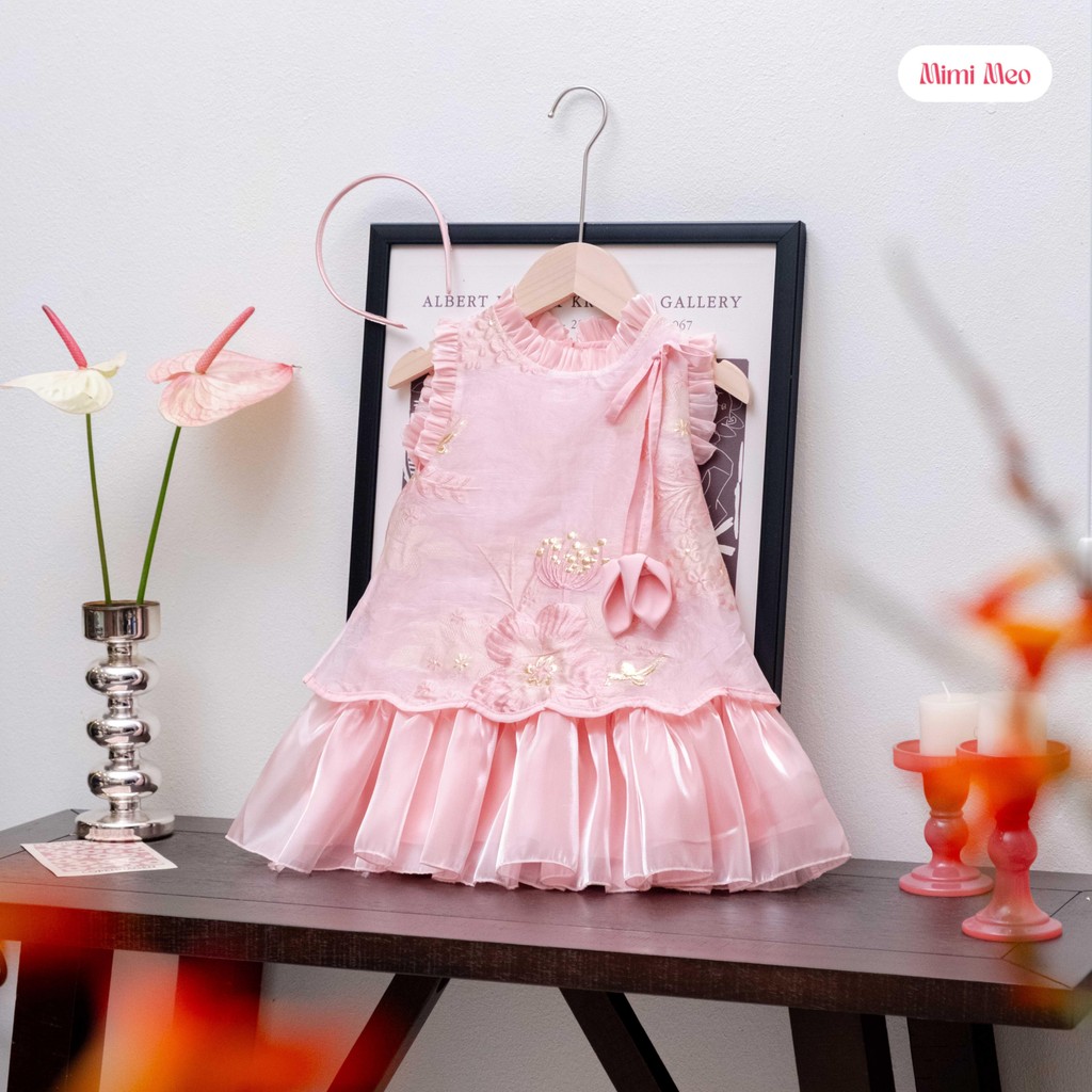 Đầm Công Chúa TD326 — Gấm Hoa Nổi Cao Cấp - Mimi Meo
