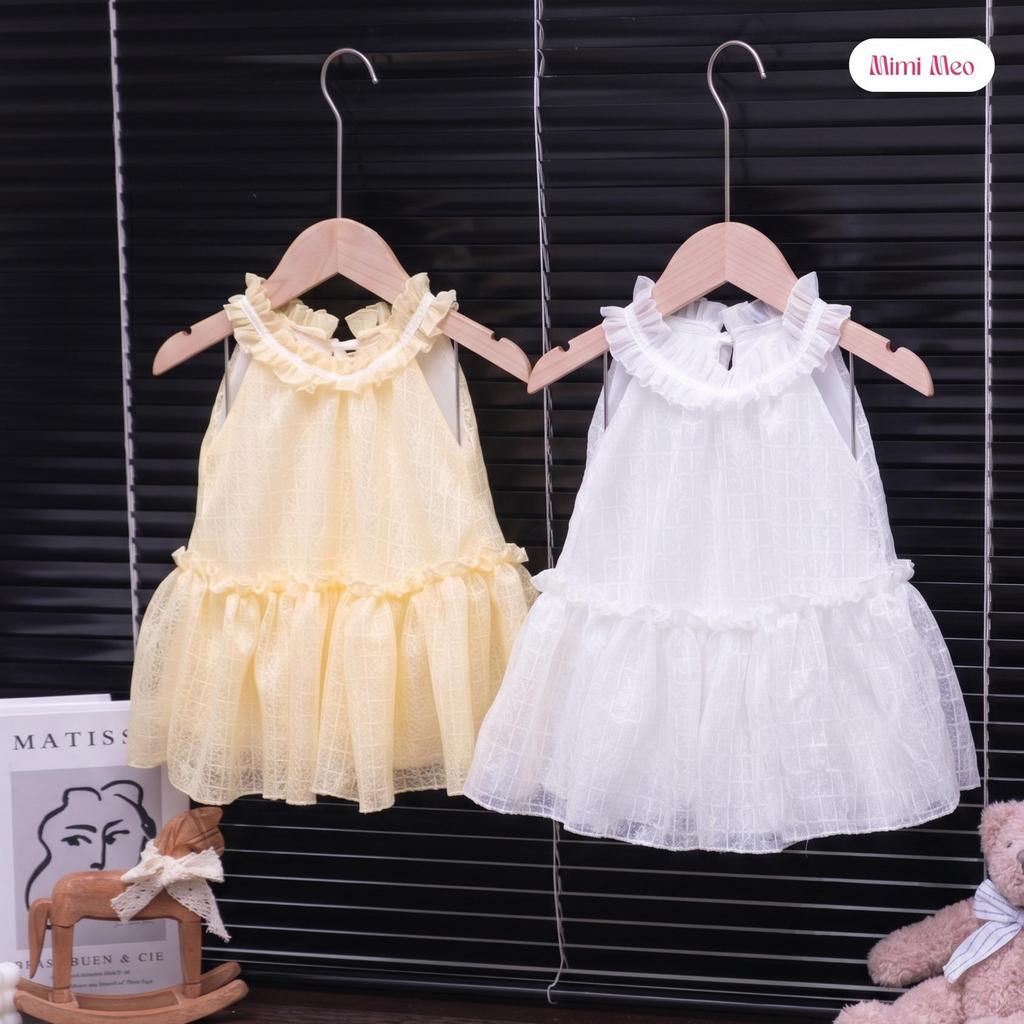 Đầm Hè TD404 — Vải Tơ Ô Vuông Cao Cấp, Vàng Trắng - Mimi Meo