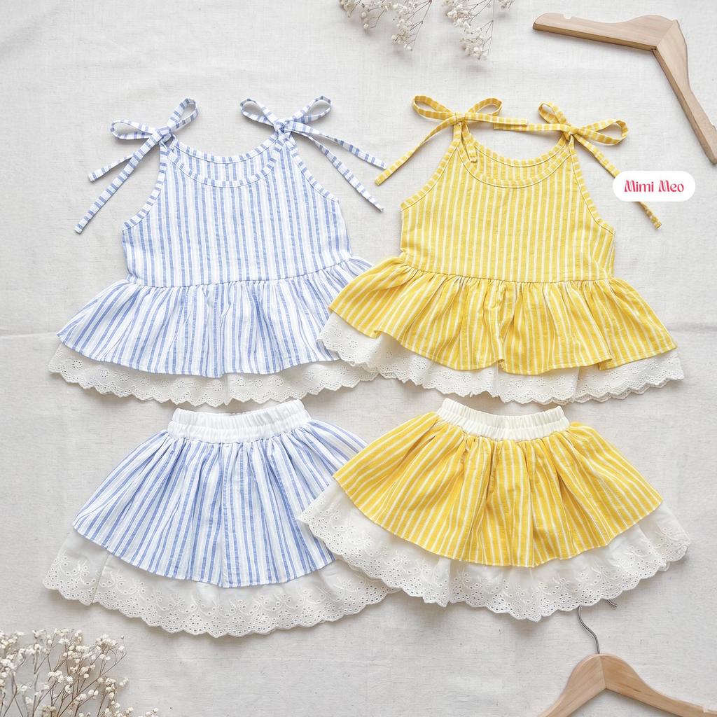 Bộ Váy Áo Kẻ Sọc TD400 — Set Đồ Vàng Xanh Sành Điệu - Mimi Meo